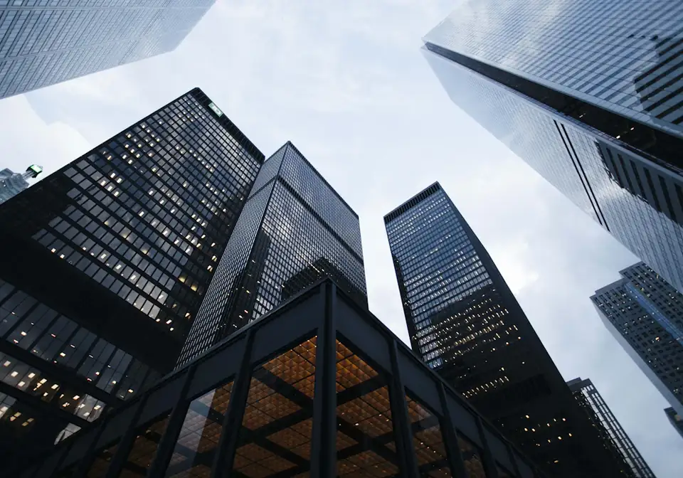 Glass commercial office towers